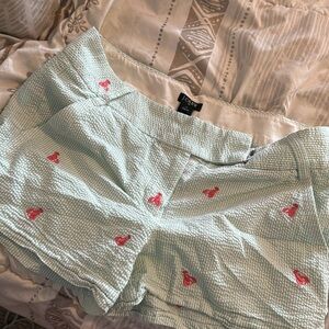 J. Crew Women's Green Shorts with Red Accents